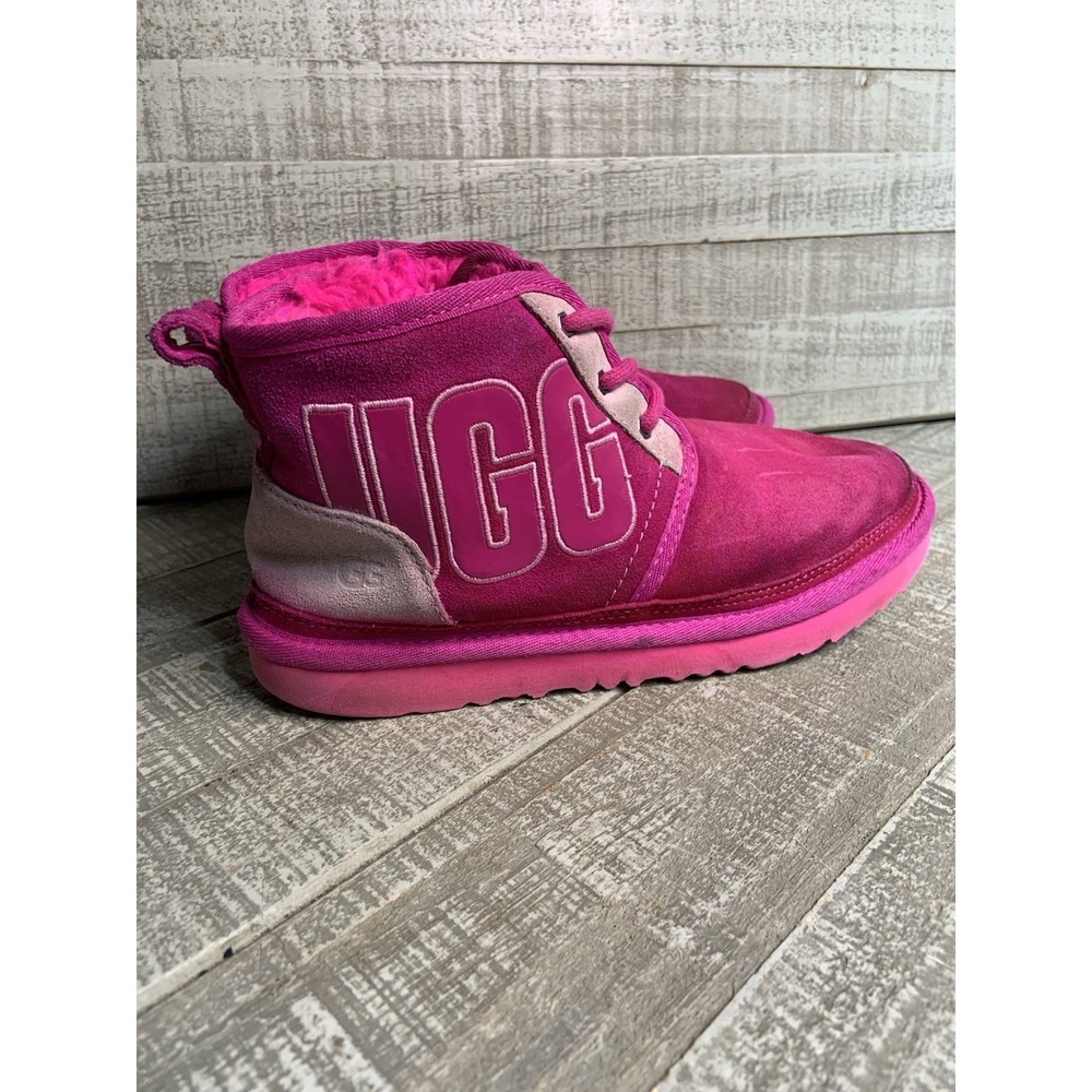 UGG Neumel Rock Rose Pink Suede Lace Up Chukka Boots Women's Size 6 Kids Girls 4